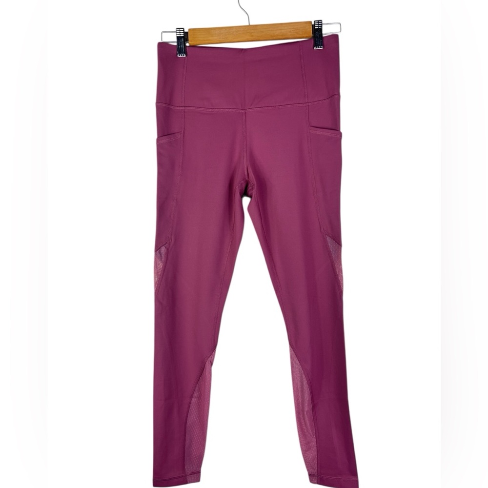 NWOT Womens ACTIVE LIFE Crushed Berry Mesh Inserts Thick Waist Active Pants Sz M